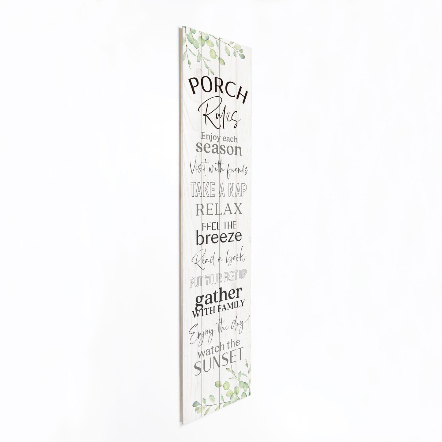 Black and White Porch Rules Solid Wood Wall Decor By Homeroots | Wall Decor | Modishstore - 3