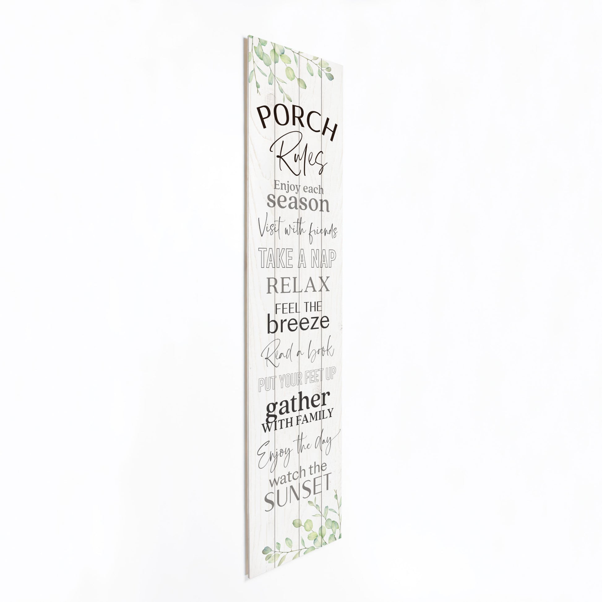 Black and White Porch Rules Solid Wood Wall Decor By Homeroots | Wall Decor | Modishstore - 3