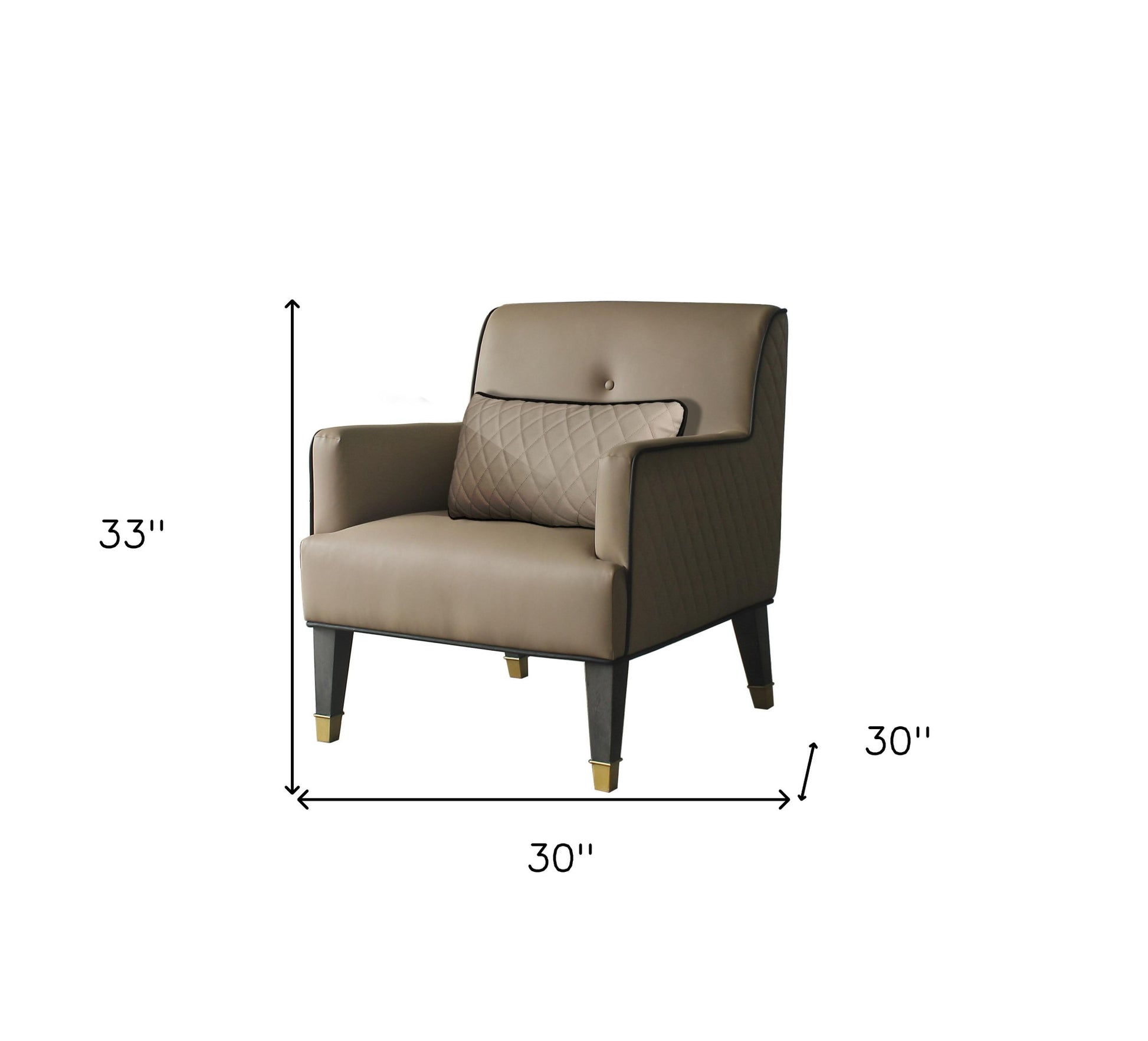 Tan and Charcoal Faux Leather Tufted Arm Chair And Toss Pillow By Homeroots | Accent Chairs | Modishstore - 5