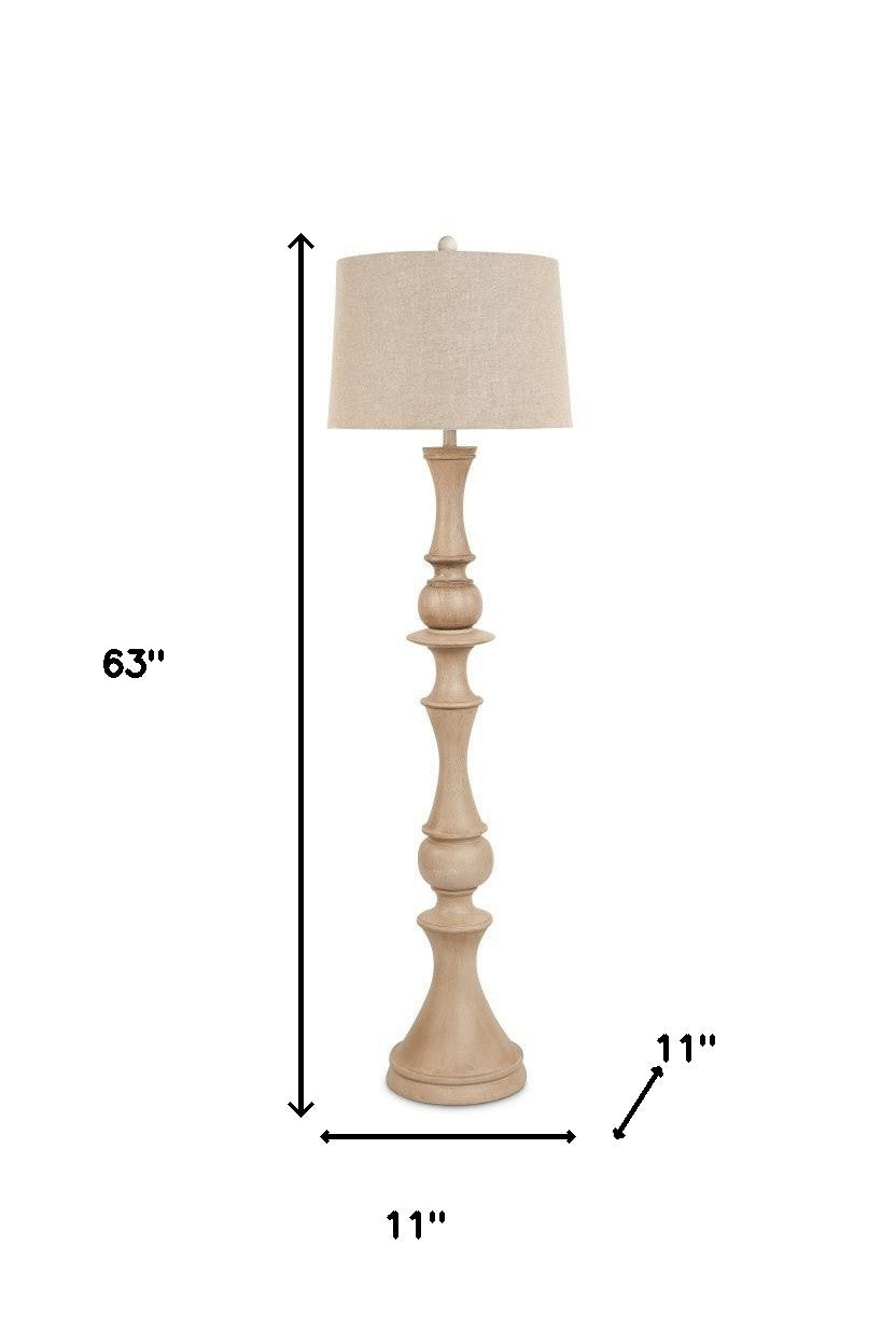 Brown Polyresin Novelty Floor Lamp With Beige Linen Shade By Homeroots | Floor Lamps | Modishstore - 6