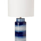 Set of Two Blue and White Ceramic Cylinder Table Lamps With White Drum Shade By Homeroots | Table Lamps | Modishstore - 2