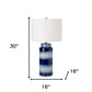 Set of Two Blue and White Ceramic Cylinder Table Lamps With White Drum Shade By Homeroots | Table Lamps | Modishstore - 6