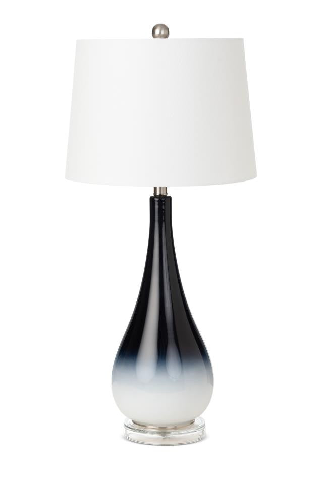 Set of Two Black And White Glass Table Lamps With White Empire Shade By Homeroots | Table Lamps | Modishstore - 4