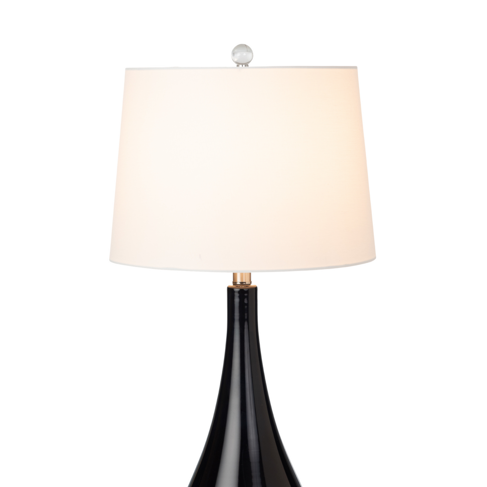 Set of Two Black And White Glass Table Lamps With White Empire Shade By Homeroots | Table Lamps | Modishstore - 2
