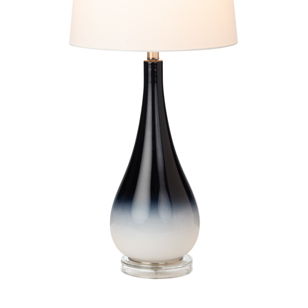 Set of Two Black And White Glass Table Lamps With White Empire Shade By Homeroots | Table Lamps | Modishstore - 3