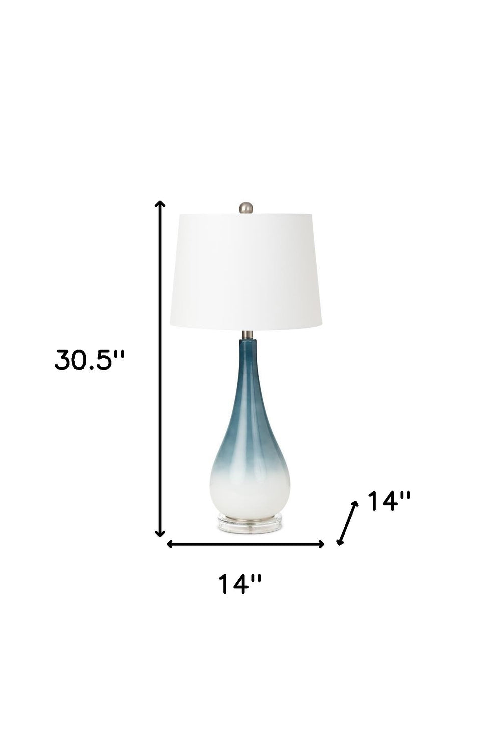 Set of Two Blue and White Glass Table Lamps With White Empire Shade By Homeroots | Table Lamps | Modishstore - 6