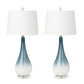 Set of Two Blue and White Glass Table Lamps With White Empire Shade By Homeroots | Table Lamps | Modishstore - 4