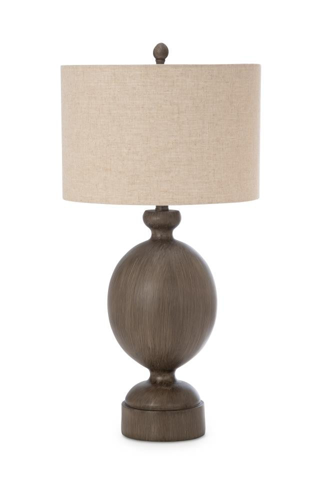 Set of Two Brown Geometric Table Lamps With Beige Drum Shade By Homeroots | Table Lamps | Modishstore - 1