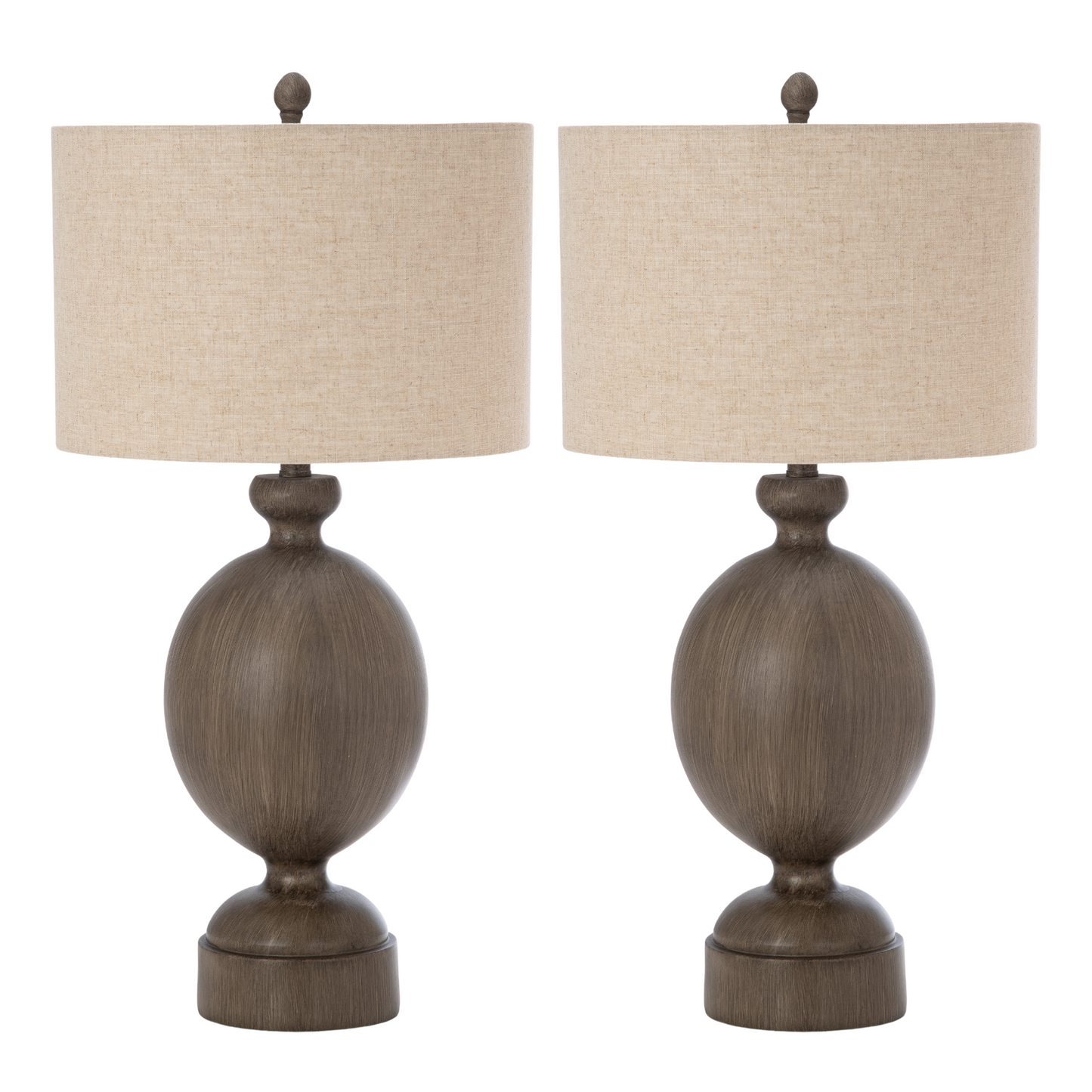 Set of Two Brown Geometric Table Lamps With Beige Drum Shade By Homeroots | Table Lamps | Modishstore - 3