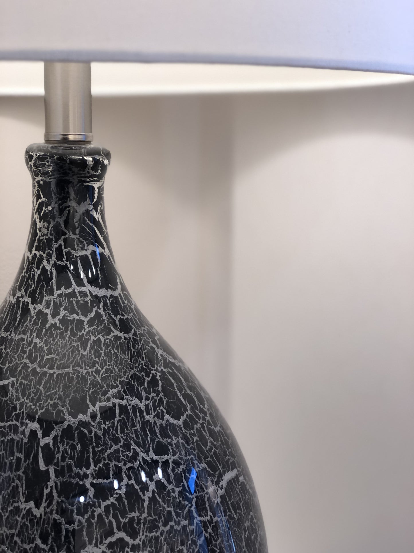 Set of Two Gray Glass Geometric Table Lamp With White Empire Shade By Homeroots | Table Lamps | Modishstore - 6