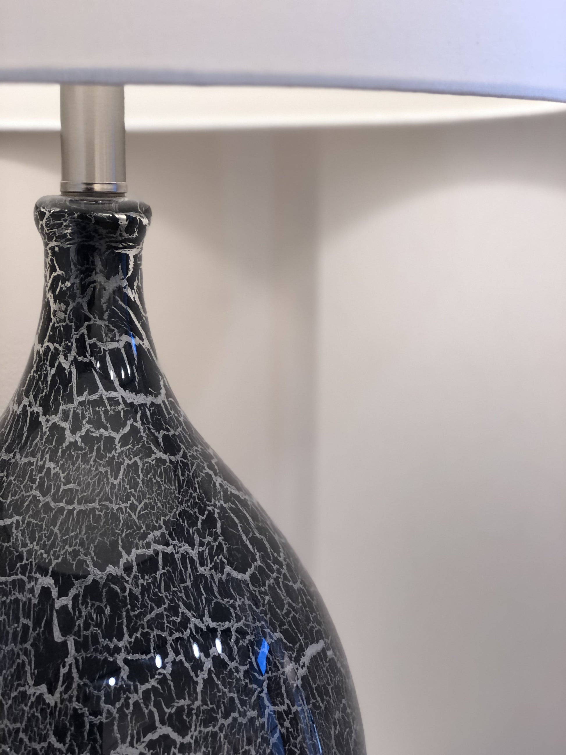 Set of Two Gray Glass Geometric Table Lamp With White Empire Shade By Homeroots | Table Lamps | Modishstore - 6