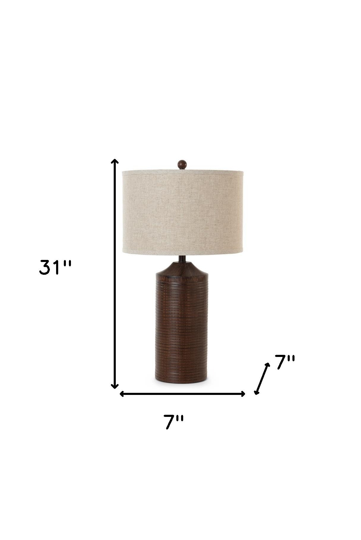 Set of Two Distressed Brown Table Lamp USB With Beige Drum Shade By Homeroots | Table Lamps | Modishstore - 7