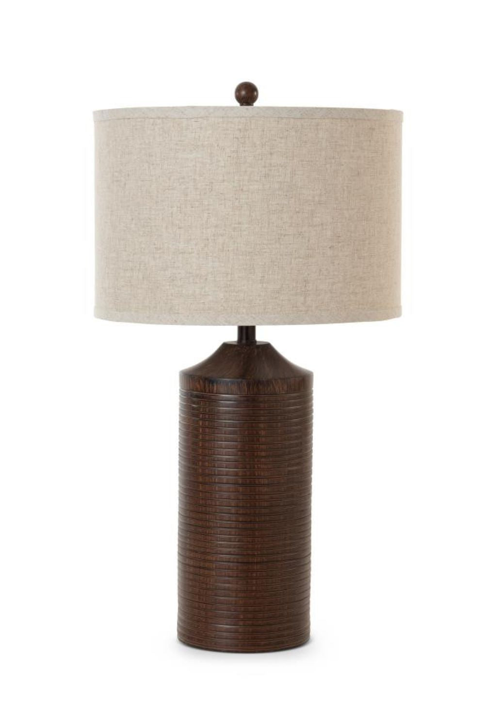 Set of Two Distressed Brown Table Lamp USB With Beige Drum Shade By Homeroots | Table Lamps | Modishstore - 2