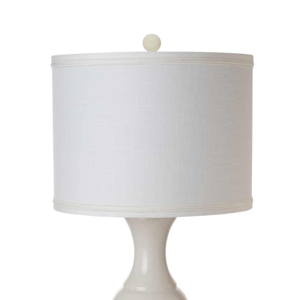 Set of Two Off White Ceramic Gourd Table Lamp With Off White Drum Shade By Homeroots | Table Lamps | Modishstore - 3