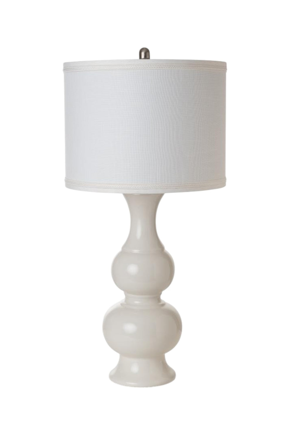 Set of Two Off White Ceramic Gourd Table Lamp With Off White Drum Shade By Homeroots | Table Lamps | Modishstore - 2