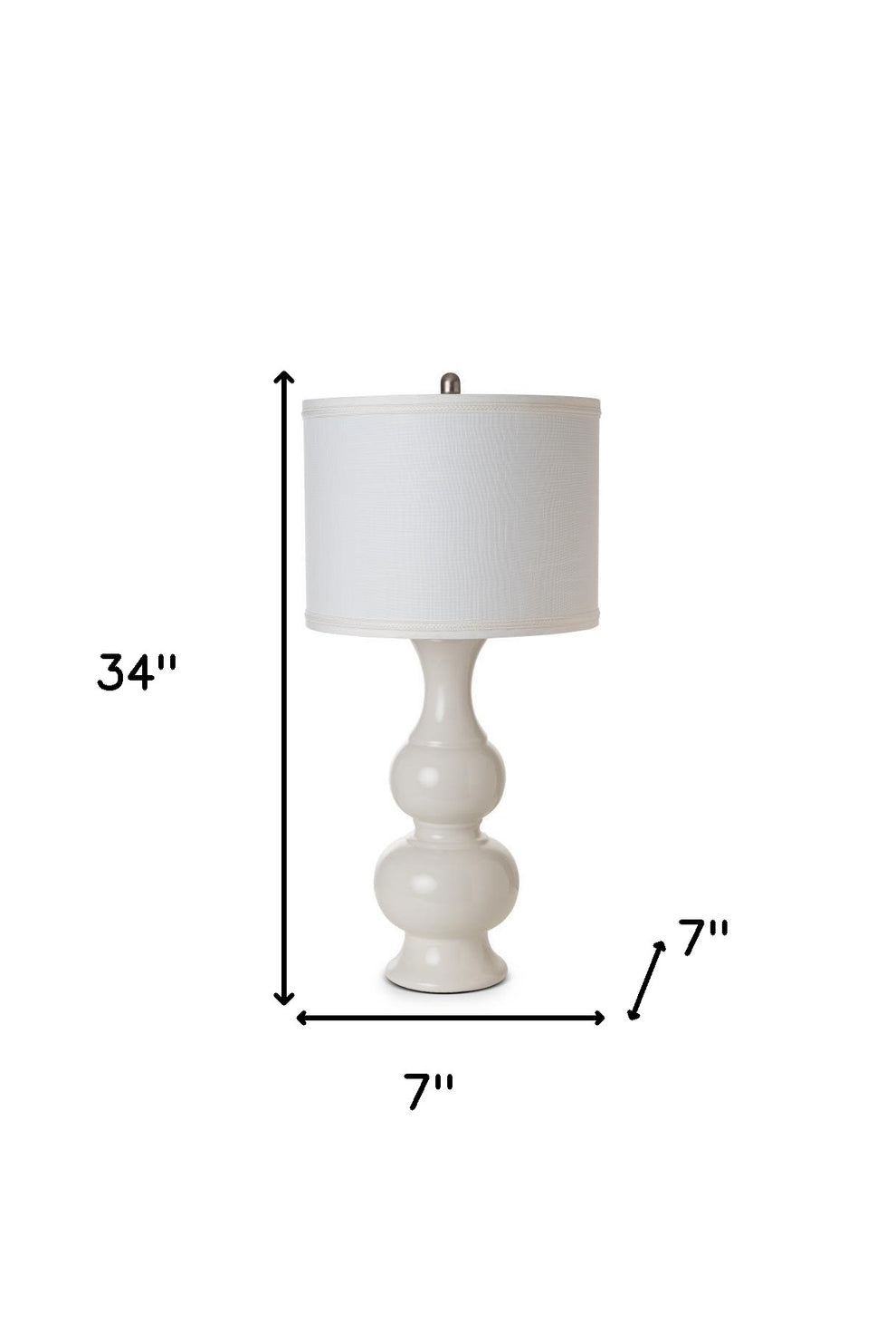 Set of Two Off White Ceramic Gourd Table Lamp With Off White Drum Shade By Homeroots | Table Lamps | Modishstore - 7