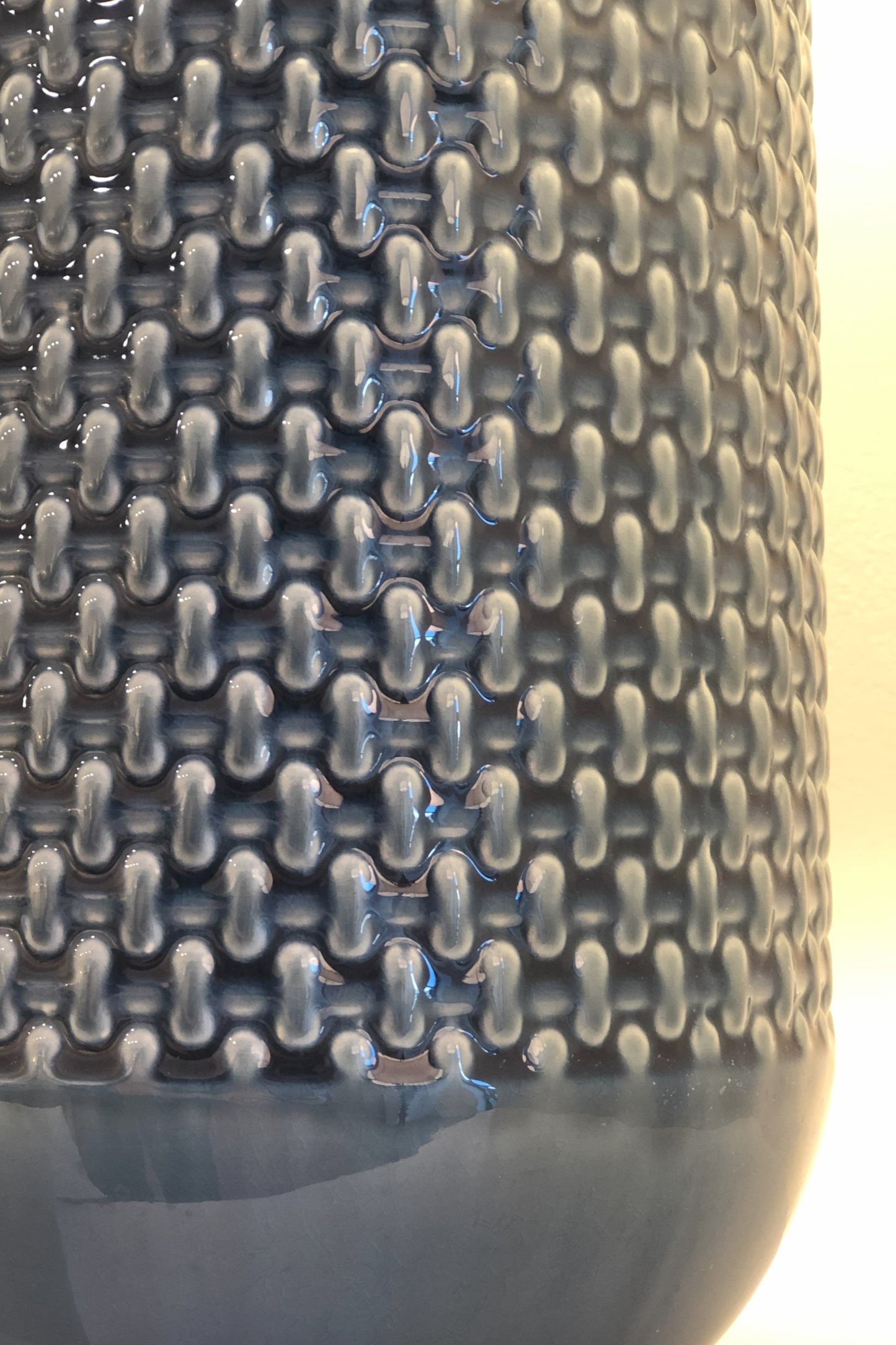 Set of Two Blue Ceramic Geometric Table Lamp With White Drum Shade By Homeroots | Table Lamps | Modishstore - 6