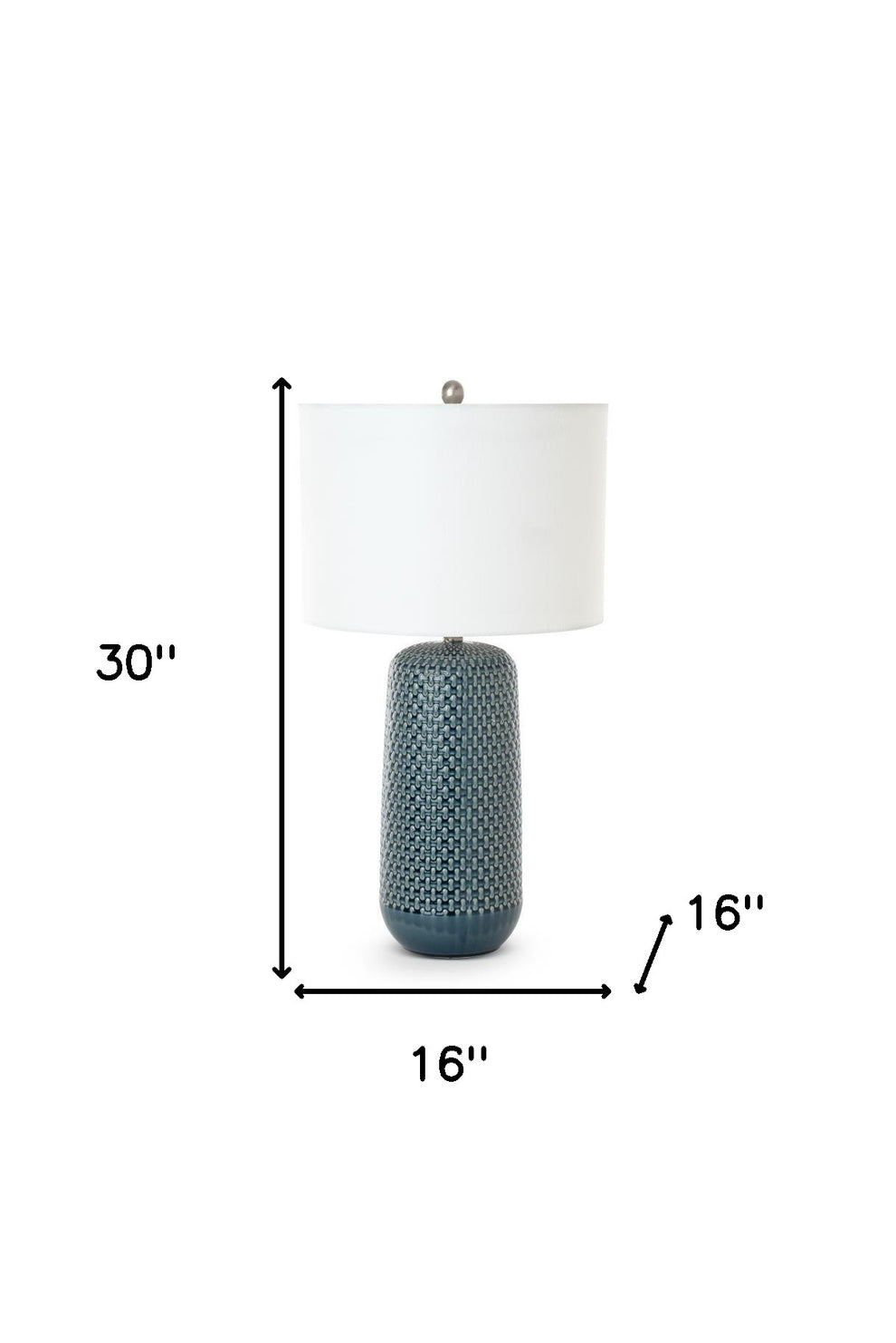 Set of Two Blue Ceramic Geometric Table Lamp With White Drum Shade By Homeroots | Table Lamps | Modishstore - 5