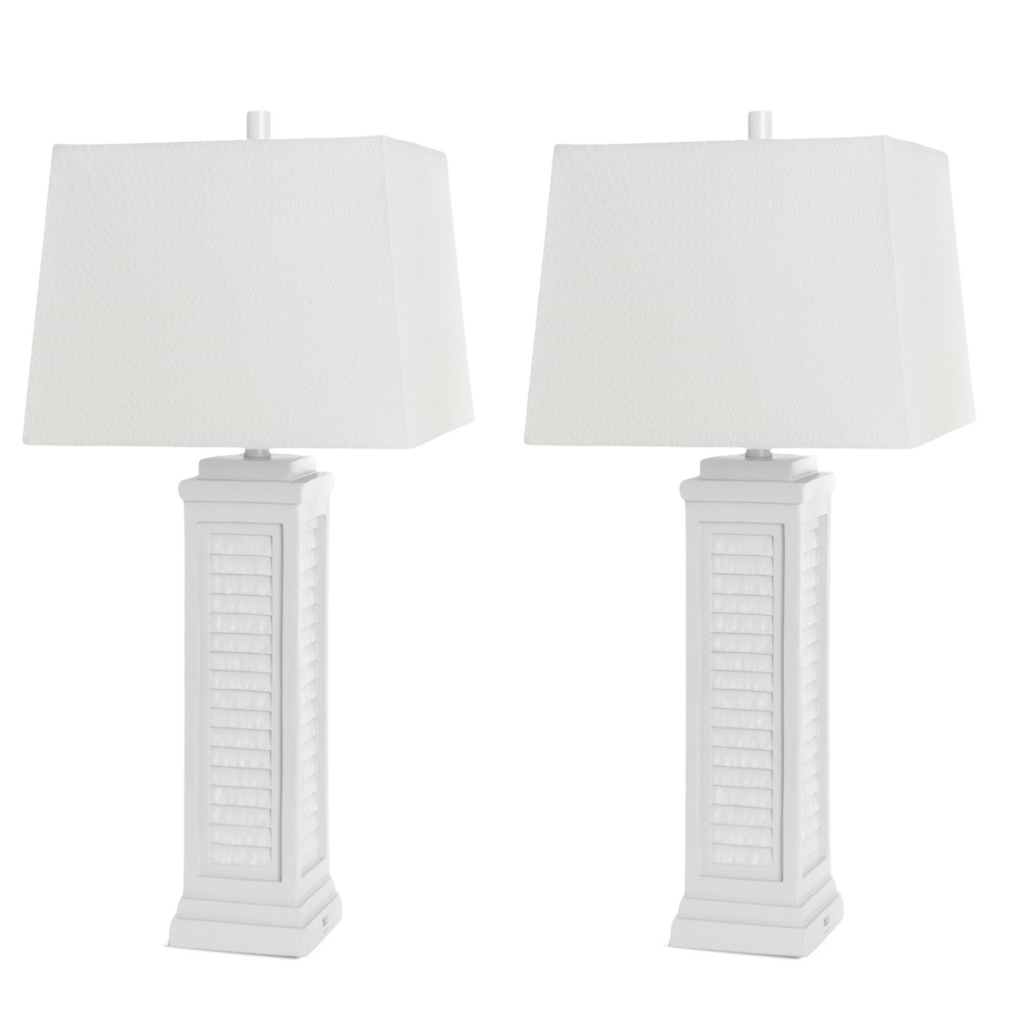Set of Two White Table Lamp Coastal With White Shade By Homeroots | Table Lamps | Modishstore - 3