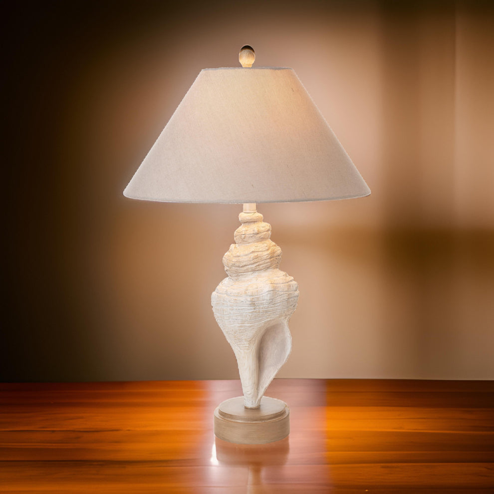 Set of Two Beige and Brown Novelty Table Lamp Coastal With Tan Empire Shade By Homeroots | Table Lamps | Modishstore - 6