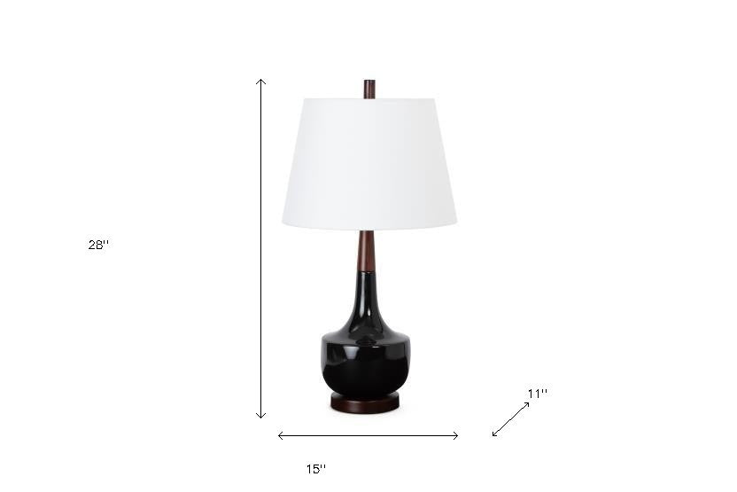 Black Ceramic Genie Table Lamp With White Shade By Homeroots | Table Lamps | Modishstore - 5