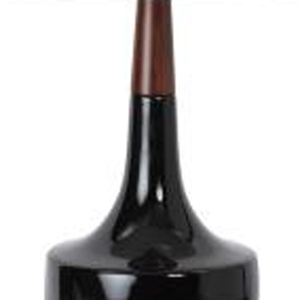Black Ceramic Genie Table Lamp With White Shade By Homeroots | Table Lamps | Modishstore - 4