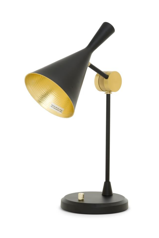Set of Two Black Metal Geometric Desk Table Lamps With Black and Gold Cone Shade By Homeroots | Table Lamps | Modishstore - 5