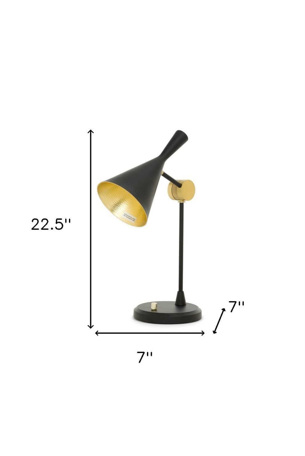 Set of Two Black Metal Geometric Desk Table Lamps With Black and Gold Cone Shade By Homeroots | Table Lamps | Modishstore - 6
