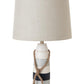 Set of Two Natural White and Blue Novelty Table Lamp Coastal With Off White Empire Shade By Homeroots | Table Lamps | Modishstore - 2