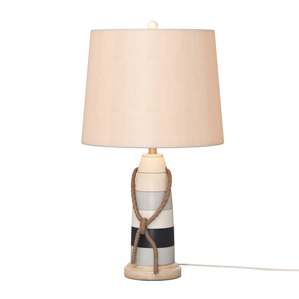 Set of Two Natural White and Blue Novelty Table Lamp Coastal With Off White Empire Shade By Homeroots | Table Lamps | Modishstore - 1
