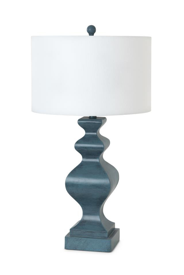 Set of Two Distressed Teal Table Lamps With White Drum Shade By Homeroots | Table Lamps | Modishstore - 7