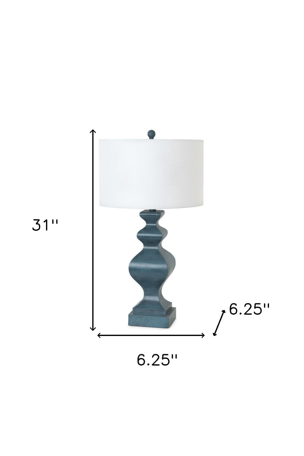 Set of Two Distressed Teal Table Lamps With White Drum Shade By Homeroots | Table Lamps | Modishstore - 5