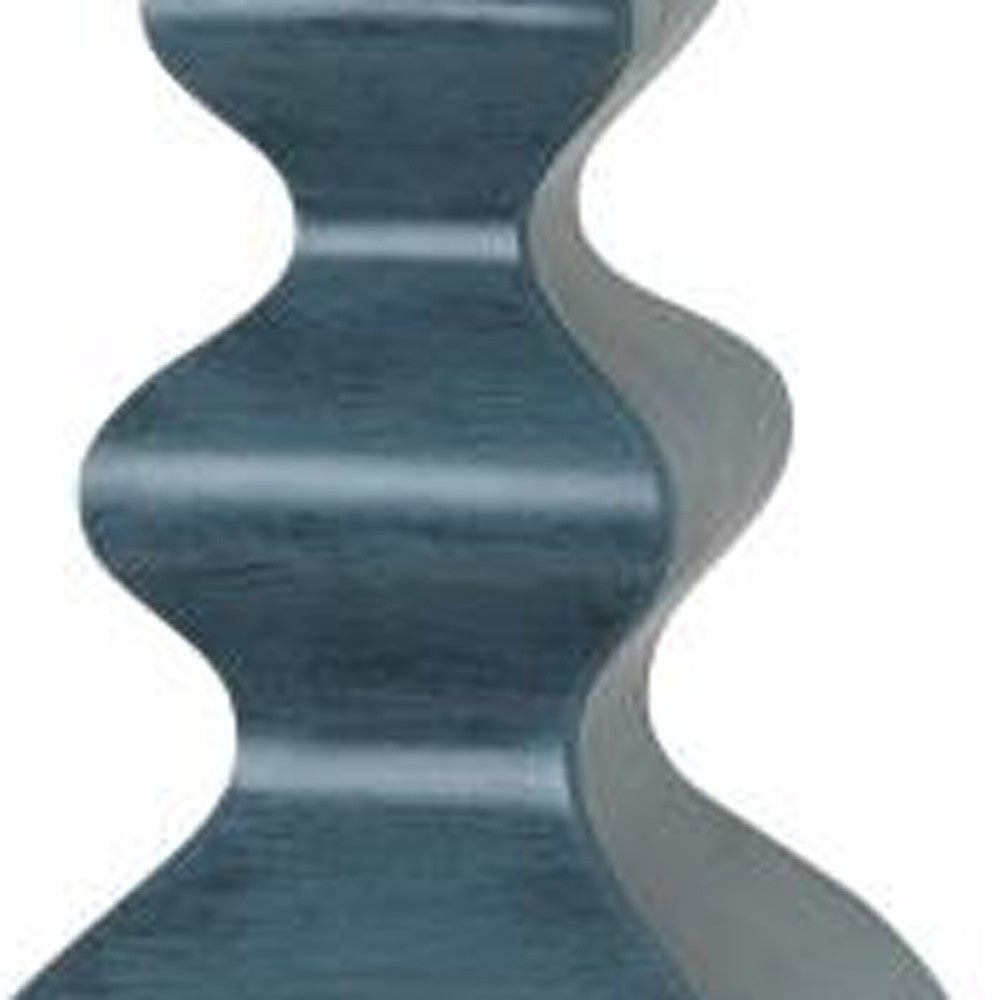 Set of Two Distressed Teal Table Lamps With White Drum Shade By Homeroots | Table Lamps | Modishstore - 3