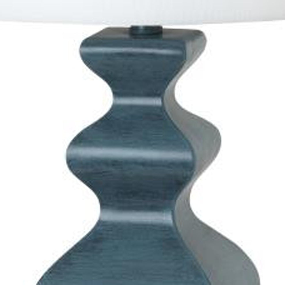 Set of Two Distressed Teal Table Lamps With White Drum Shade By Homeroots | Table Lamps | Modishstore - 4