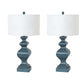 Set of Two Distressed Teal Table Lamps With White Drum Shade By Homeroots | Table Lamps | Modishstore - 2