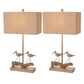 Set of Two Brown Sand Piper Bird Table Lamps With Brown Shade By Homeroots | Table Lamps | Modishstore - 2