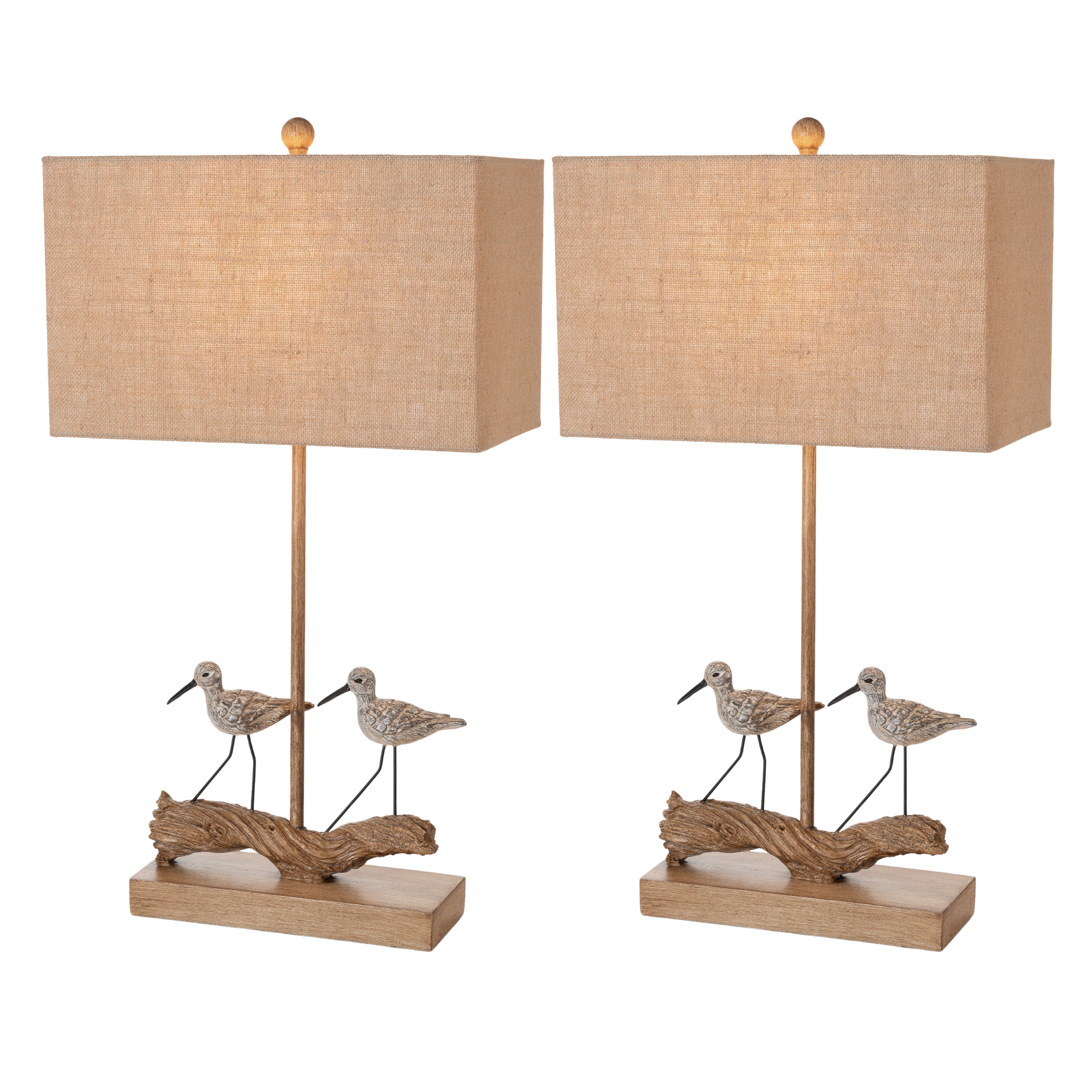 Set of Two Brown Sand Piper Bird Table Lamps With Brown Shade By Homeroots | Table Lamps | Modishstore - 2