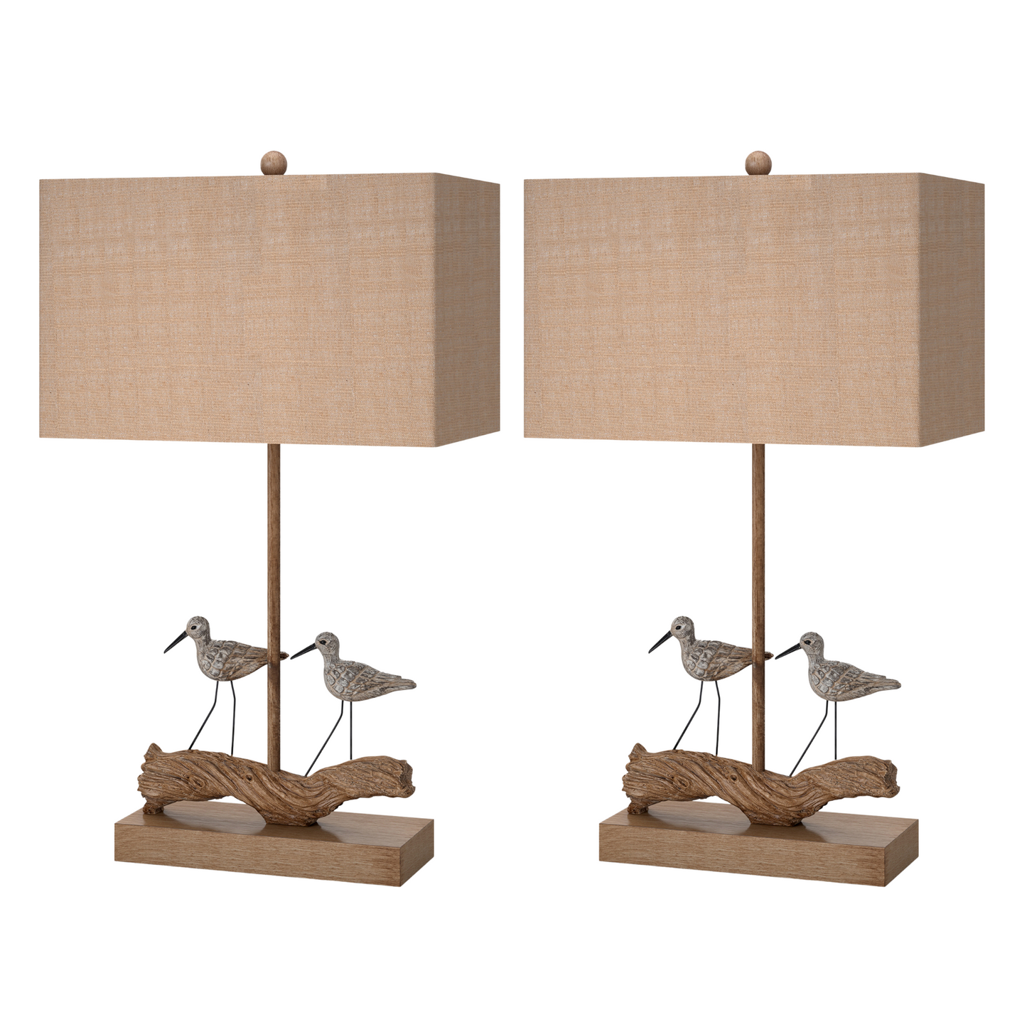 Set of Two Brown Sand Piper Bird Table Lamps With Brown Shade By Homeroots | Table Lamps | Modishstore - 3