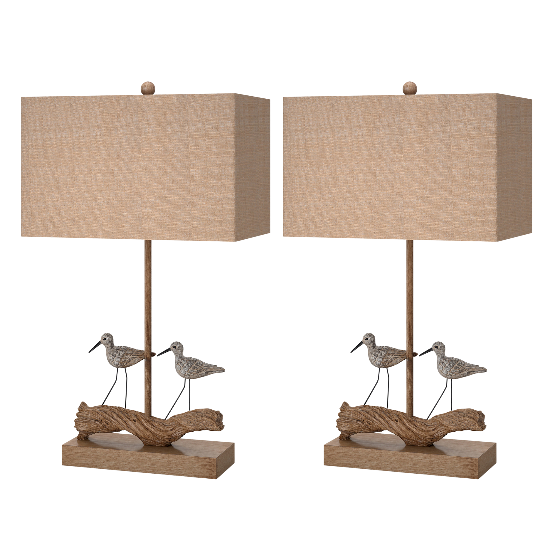 Set of Two Brown Sand Piper Bird Table Lamps With Brown Shade By Homeroots | Table Lamps | Modishstore - 3