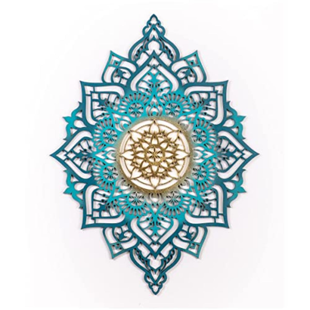 Turquoise And Gold Solid Wood Geometric Shapes Wall Decor By Homeroots | Wall Decor | Modishstore - 1