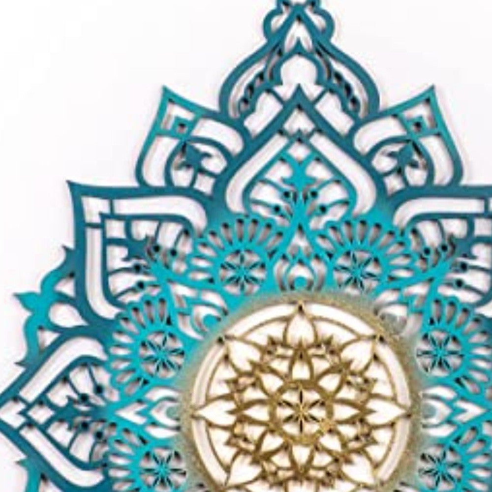 Turquoise And Gold Solid Wood Geometric Shapes Wall Decor By Homeroots | Wall Decor | Modishstore - 4