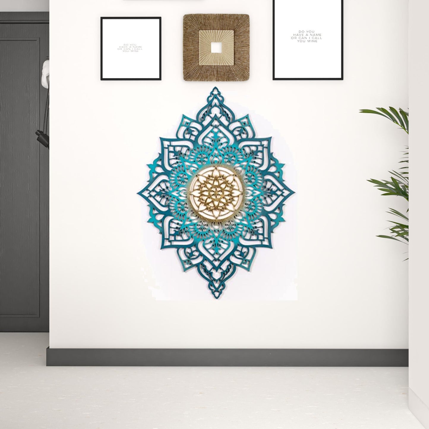 Turquoise And Gold Solid Wood Geometric Shapes Wall Decor By Homeroots | Wall Decor | Modishstore - 2