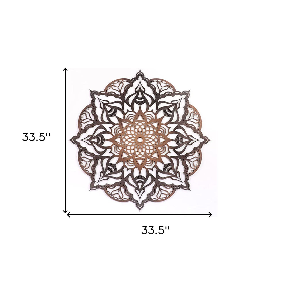 Black And Copper Solid Wood Geometric Mandala Wall Decor By Homeroots | Wall Decor | Modishstore - 6