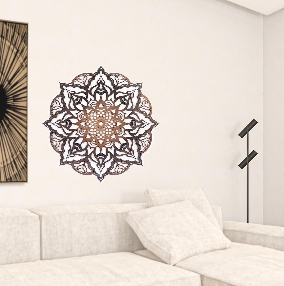 Black And Copper Solid Wood Geometric Mandala Wall Decor By Homeroots | Wall Decor | Modishstore - 2