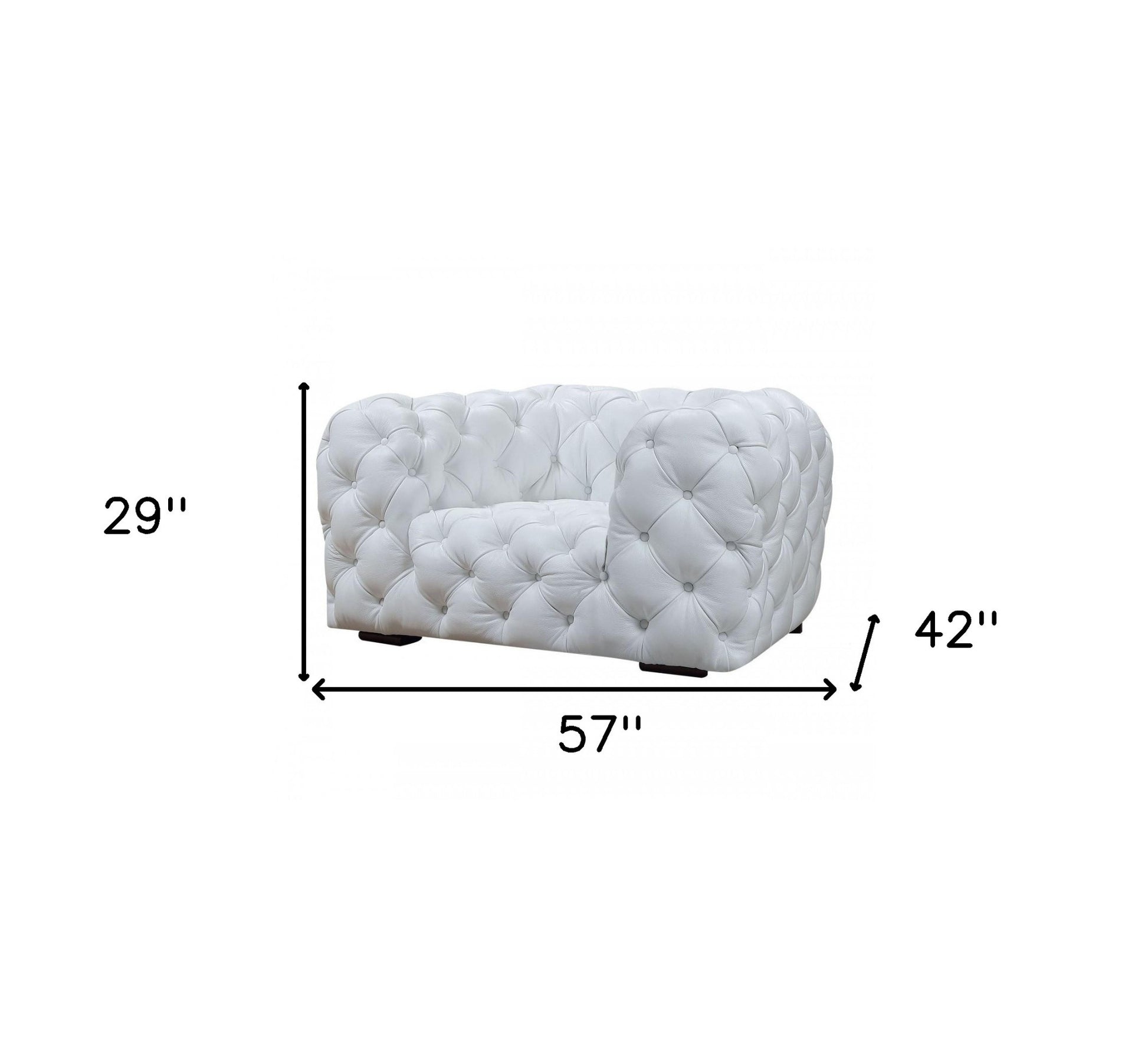 White And Black Top Grain Leather Tufted Arm Chair By Homeroots | Accent Chairs | Modishstore - 5