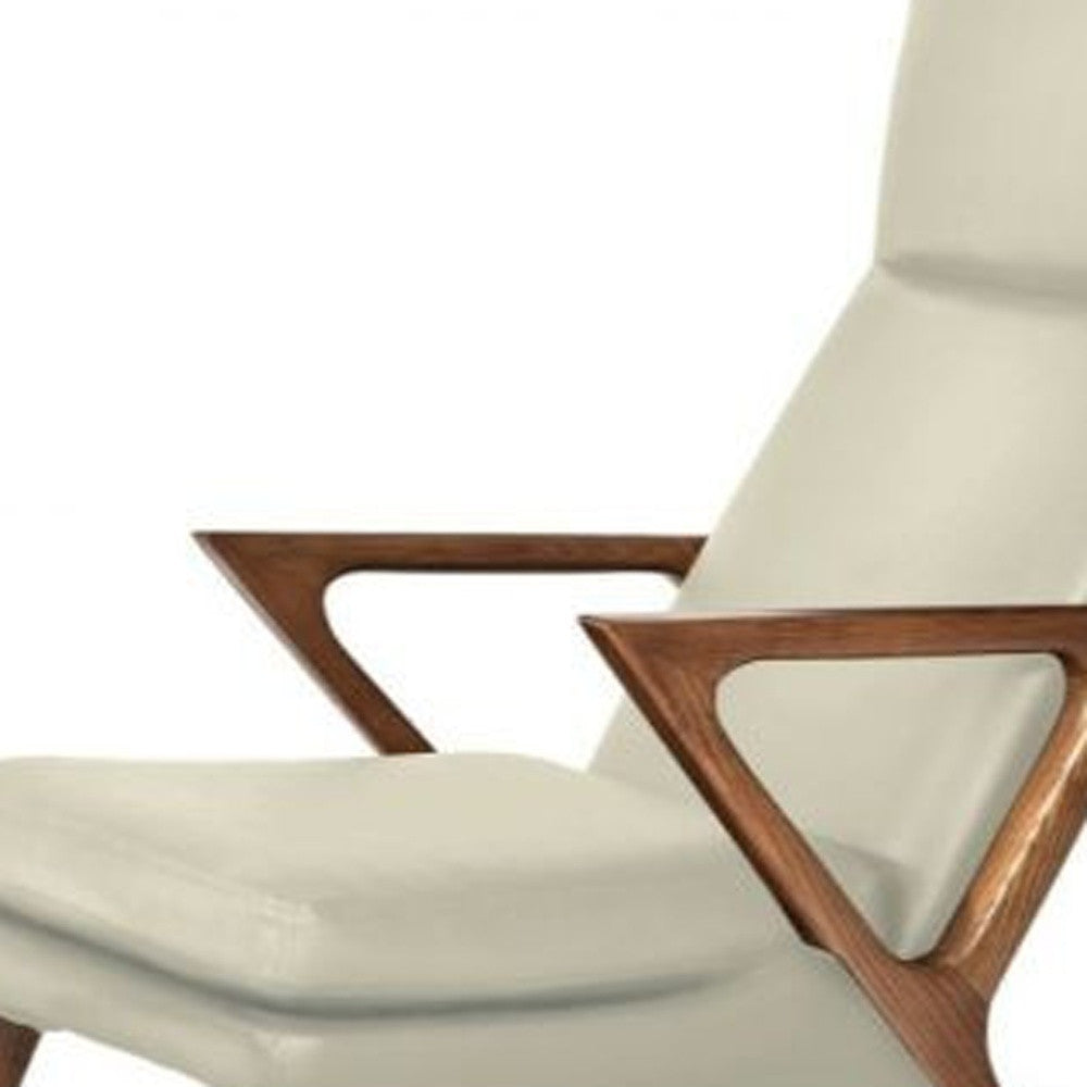 Beige And Brown Faux Leather Lounge Chair With Ottoman By Homeroots | Accent Chairs | Modishstore - 3