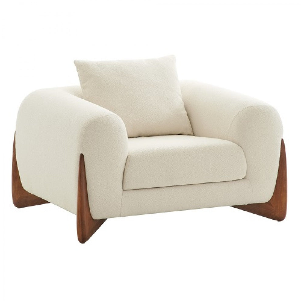 Cream And Brown Sherpa Arm Chair By Homeroots | Accent Chairs | Modishstore - 2