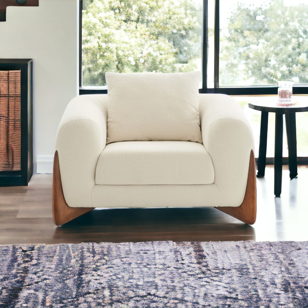 Cream And Brown Sherpa Arm Chair By Homeroots | Accent Chairs | Modishstore - 3