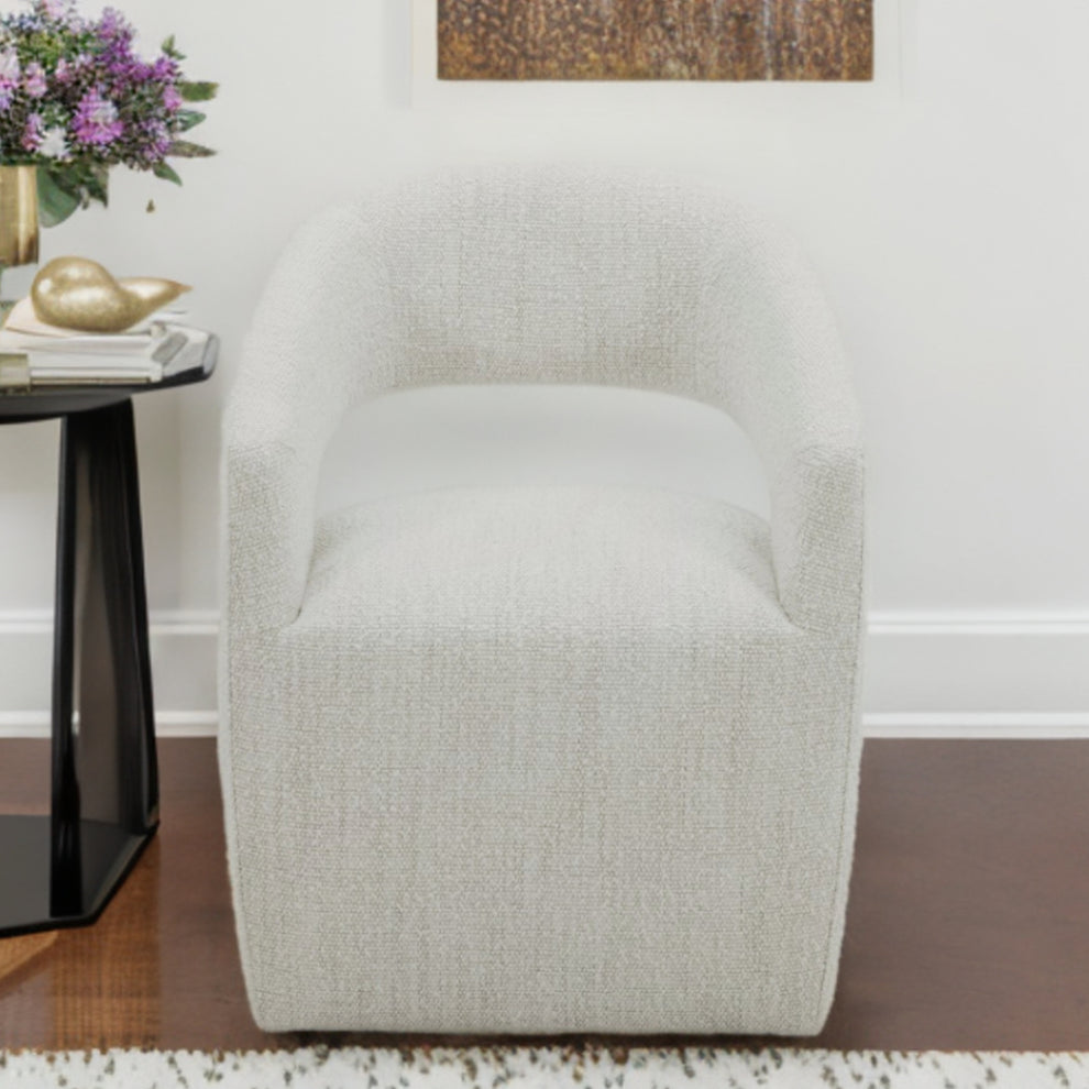 Cream Fabric Arm Chair By Homeroots | Accent Chairs | Modishstore - 2