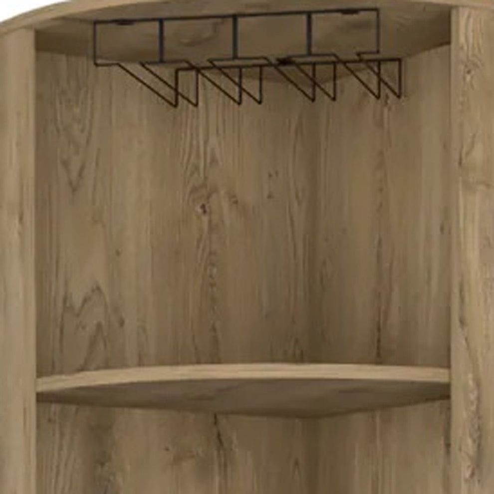 Natural Corner Bar Cabinet With Eleven Shelves By Homeroots | Cabinets | Modishstore - 5